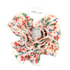 Extra Large Double Layered Flower Print White Ribbed Scrunchie