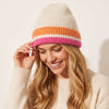 Martha Striped Beanie Hat in Orange/Pink