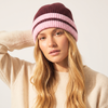 Martha Striped Beanie Hat in Berry/Pink