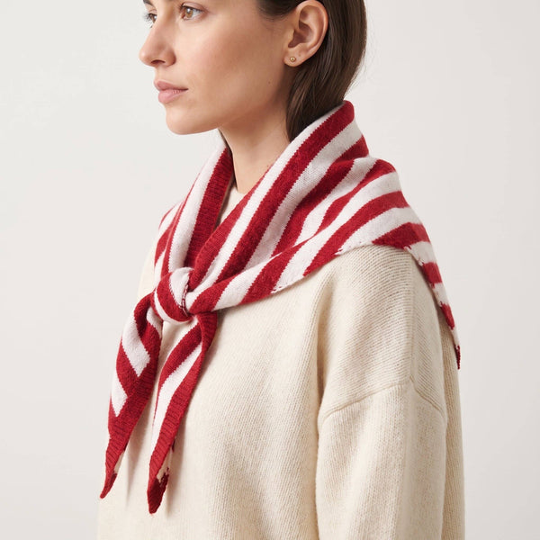 Striped Triangle Heavyweight Scarf in Red/Cream