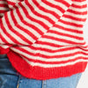 Striped Long Sleeve Italian Wool Blend Jumper in Red/Cream