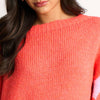 Striped Sleeve Italian Wool Blend Jumper in Coral/Lilac