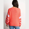 Striped Sleeve Italian Wool Blend Jumper in Coral/Lilac