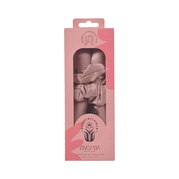 4pc Satin Heatless Curls Set with Clip - Dusty Rose - Hauslife