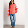 Striped Sleeve Italian Wool Blend Jumper in Coral/Lilac