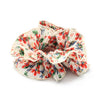 Extra Large Double Layered Flower Print White Ribbed Scrunchie