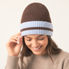 Martha Beanie Hat in Brown/Blue