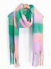 Allie Heavyweight Scarf - Green/Lilac, Square Colour Block