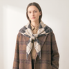Traditional Check Triangle Heavyweight Scarf in Brown/Cream