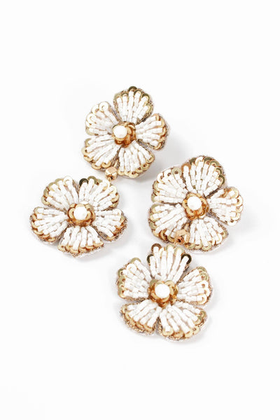 Double Drop Floral Beaded Earrings
