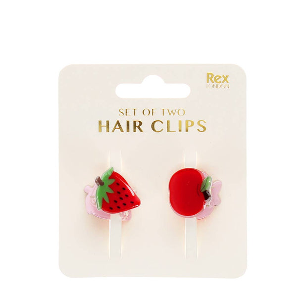 Mini Hair Claw Clips - Apple and Strawberry