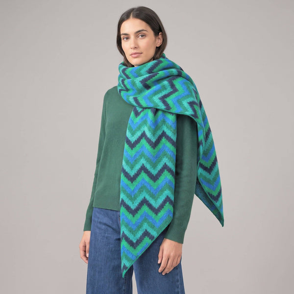 Bobbie Blue/Green Zig-Zag Heavyweight Scarf