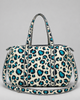 Quilted Cotton Duffle Bag - Turquoise Leopard