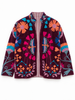 Embroidered Velvet Suzani Jacket - Burgundy Hearts