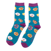 Bamboo socks for men in teal with doughnut print