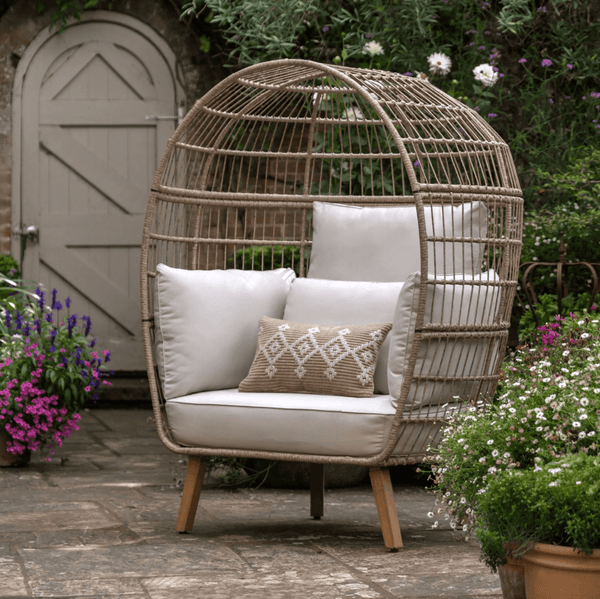 Ada Rattan Cocoon Garden Chair – Outdoor Lounge Armchair with Cushions - Hauslife
