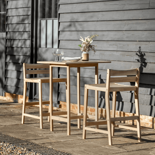 Astakos Acacia Wood Garden Bar Set – Outdoor High Table & 2 Stools - Hauslife