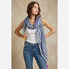 Azure Stripe Lightweight Cotton Scarf with Tassels - Hauslife