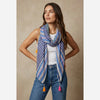 Azure Stripe Lightweight Cotton Scarf with Tassels - Hauslife