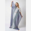 Azure Stripe Lightweight Cotton Scarf with Tassels - Hauslife