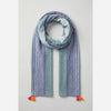 Azure Stripe Lightweight Cotton Scarf with Tassels - Hauslife