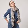 Sketched Leopard Print Lightweight Scarf in Cream