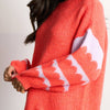 Striped Sleeve Italian Wool Blend Jumper in Coral/Lilac