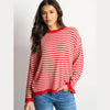 Striped Long Sleeve Italian Wool Blend Jumper in Red/Cream