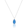Blue Chalcedony pear Gemstone with a Silver Chain Necklace - Hauslife