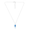 Blue Chalcedony pear Gemstone with a Silver Chain Necklace - Hauslife