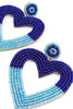 BLUE HEART TWO TONE BEADED EARRINGS - Hauslife