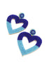BLUE HEART TWO TONE BEADED EARRINGS - Hauslife