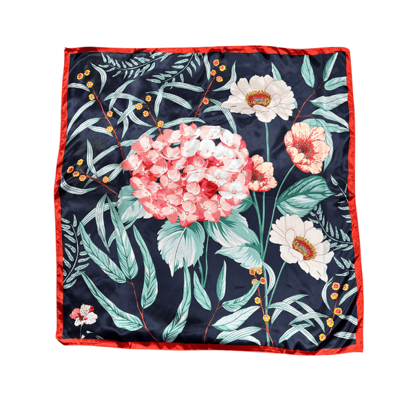 Botanic Floral Pattern Silk Touch Square Scarf - Hauslife