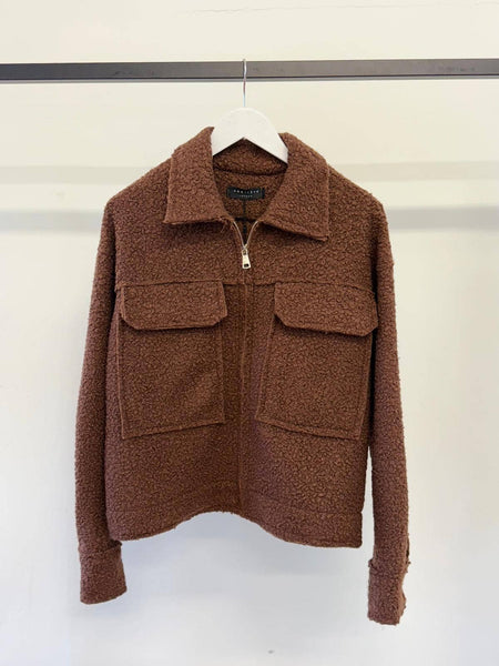 Boucle Jacket in Coffee with Zip - Hauslife