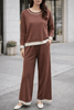 Brown Knit Co - ords with Cream Striped Border - Hauslife