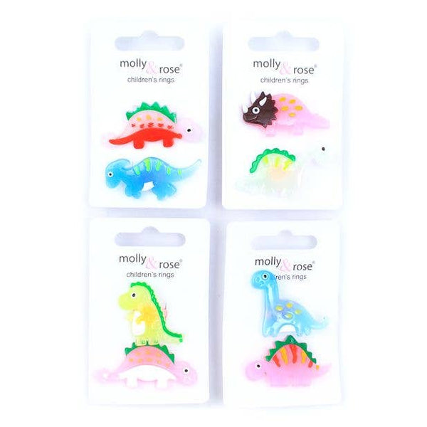 Card of 2 Assorted Childrens Dinosaur Rings - Hauslife