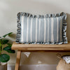 Carmon Stripe Ruffle Cushion - Blue - Hauslife