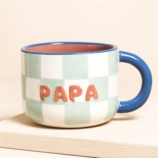 Ceramic Contrast Checkerboard Papa Mug - Hauslife