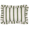 Connie Striped Ruffle Cushion - Moss - Hauslife