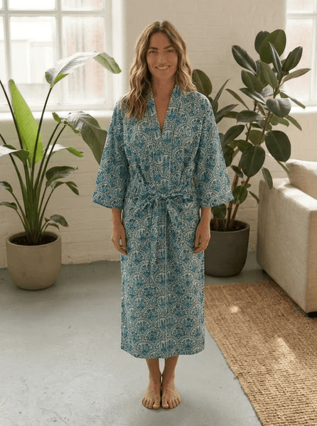 Cotton Kimono - Porto Blue Floral - Hauslife