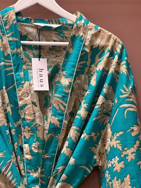 Cotton Kimono - Turquoise Toile de Jouy - Hauslife