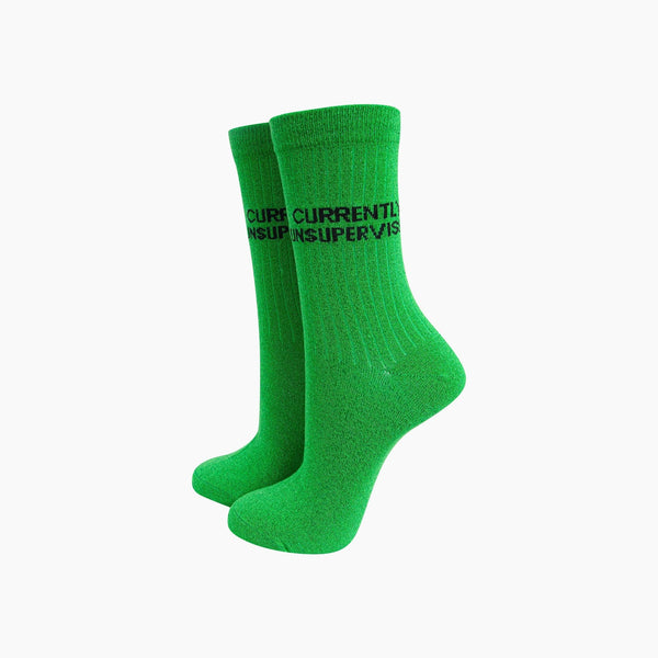 Currently Unsupervised Combed Cotton Glitter Socks in Lime - Hauslife
