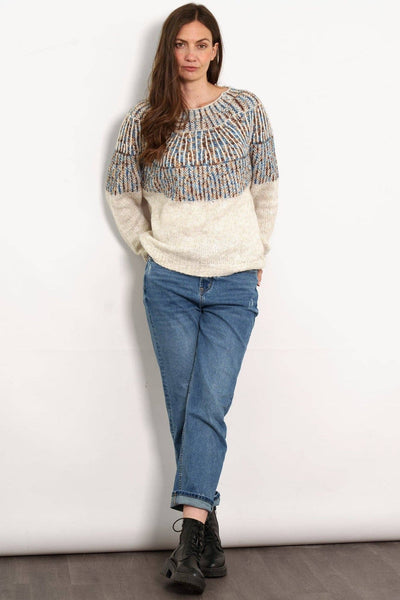 Tilda Wool Blend Jumper - Cream/Blue, Scandi