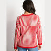 Striped Long Sleeve Italian Wool Blend Jumper in Red/Cream