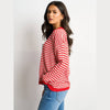 Striped Long Sleeve Italian Wool Blend Jumper in Red/Cream