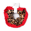 Double layered red trim animal print scrunchie - Hauslife