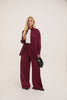 Ebba Burgundy Satin Elasticated Waist Trouser - Hauslife