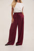 Ebba Burgundy Satin Elasticated Waist Trouser - Hauslife