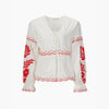 Embroidered Floral Front Tie Cotton Shirt in White - Hauslife
