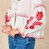 Embroidered Floral Front Tie Cotton Shirt in White - Hauslife